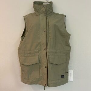 Eddie Bauer olive cotton blend utility vest L